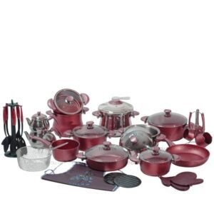 Batterie OMS 38 Pièces Granite - Rouge Bordeaux