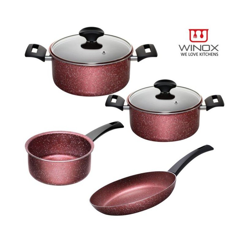 Batterie WINOX, 12 pièces, Série MAGMA, Antiadhésif 7 couches, Rouge, W20512B