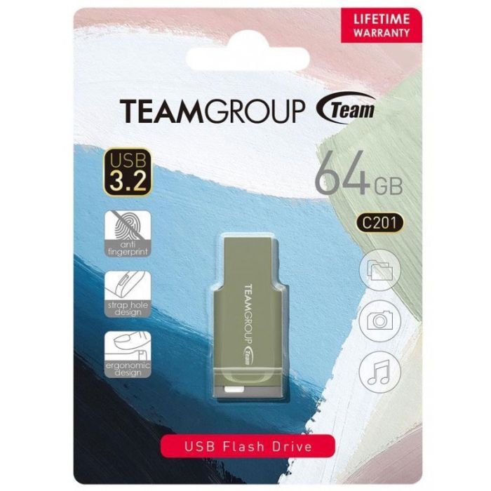 CLÉ USB TEAM GROUP C201 64GO USB 3.2 - VERT. CLÉ USB TEAM GROUP C201 64GO USB 3.2 - VERT