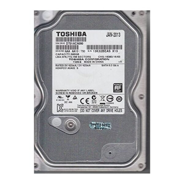 DISQUE DUR INTERNE TOSHIBA 500 GO 3.5'' POUR PC BUREAU RECONDITIONNEE