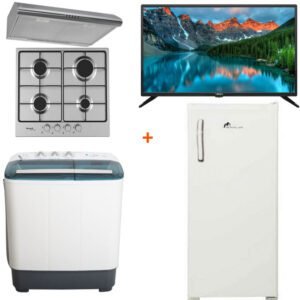 PACK ÉLECTROMÉNAGER CHARGUIA TÉLÉVISEUR MACHINE À LAVER SEMI AUTOMATIQUE RÉFRIGÉRATEUR HOTTE PLAQUE DE CUISSON
