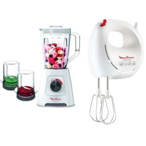 PACK MOULINEX BATTEUR HM2501B1 + BLENDER LM423125 - BLANC