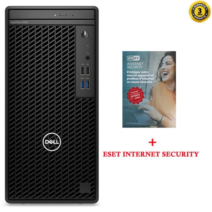 PC DE BUREAU DELL OPTIPLEX 3000 I3 12È GÉN 8GO 256GO SSD - NOIR PC DE BUREAU DELL OPTIPLEX 3000 I3 12È GÉN 8GO 256GO SSD - NOIR